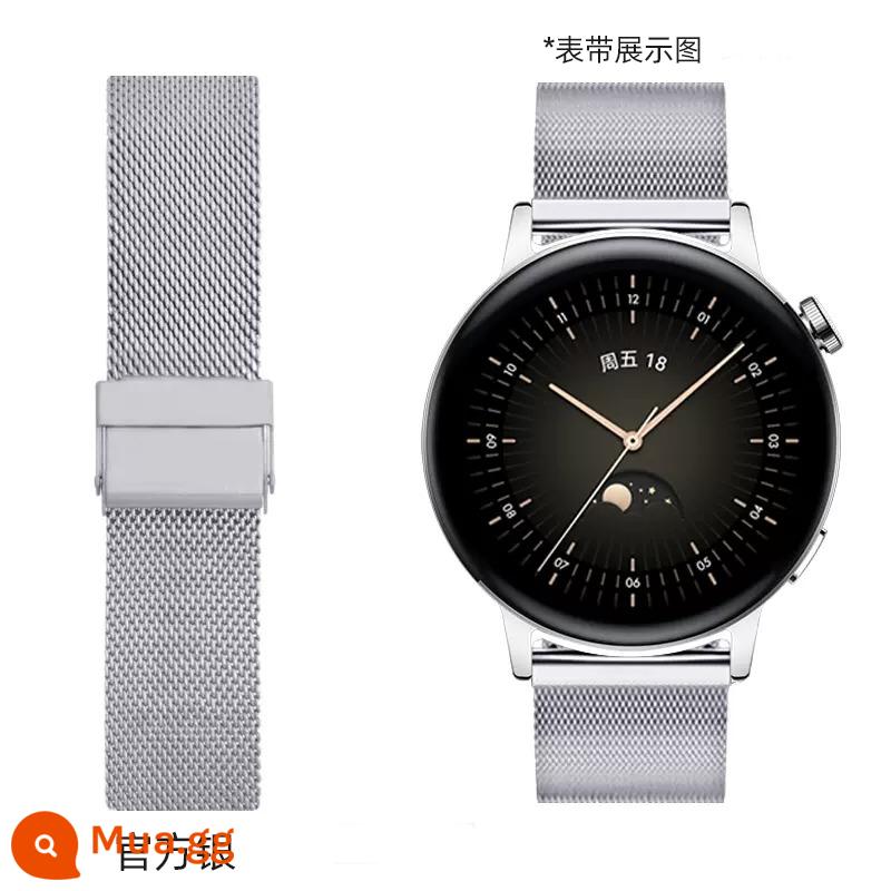 Thích hợp cho đồng hồ Huawei gt3pro Dây đeo Milanese watch3 kim loại hút nam châm gt2 đai thép á hậu vinh quang ma thuật2 dây đeo cổ tay chuỗi đồng hồ e Vitality pro thanh lịch gspro summer new - Khóa thắt lưng dạng lưới-Bạc chính hãng