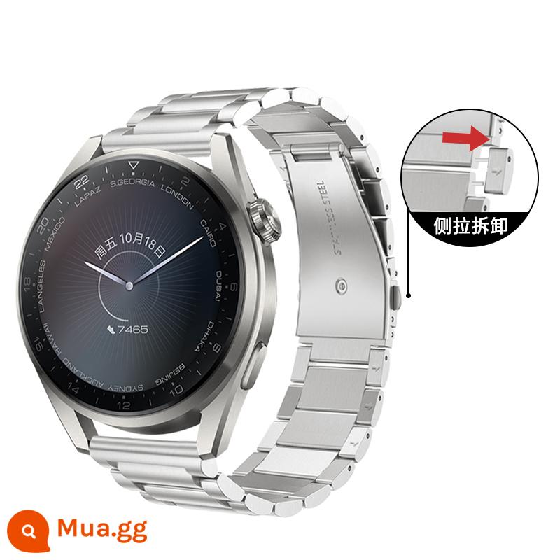 Thích hợp cho đồng hồ Huawei gt3pro Dây đeo Milanese watch3 kim loại hút nam châm gt2 đai thép á hậu vinh quang ma thuật2 dây đeo cổ tay chuỗi đồng hồ e Vitality pro thanh lịch gspro summer new - Bạc [đai thép tháo nhanh ba hạt]