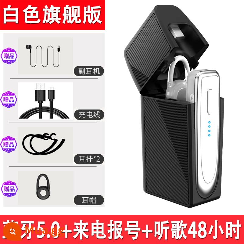 Tai nghe bluetooth không dây thời lượng pin dự phòng siêu dài nghe nhạc tai treo tai đơn lái xe ô tô rảnh tay lái xe đặc biệt giỏ điện thoại di động phù hợp cho kê vivo Android Apple gọi doanh nghiệp đơn - Phiên bản Flagship màu trắng (48h đàm thoại nghe nhạc + ngăn sạc 900MA + tên cuộc gọi đến)