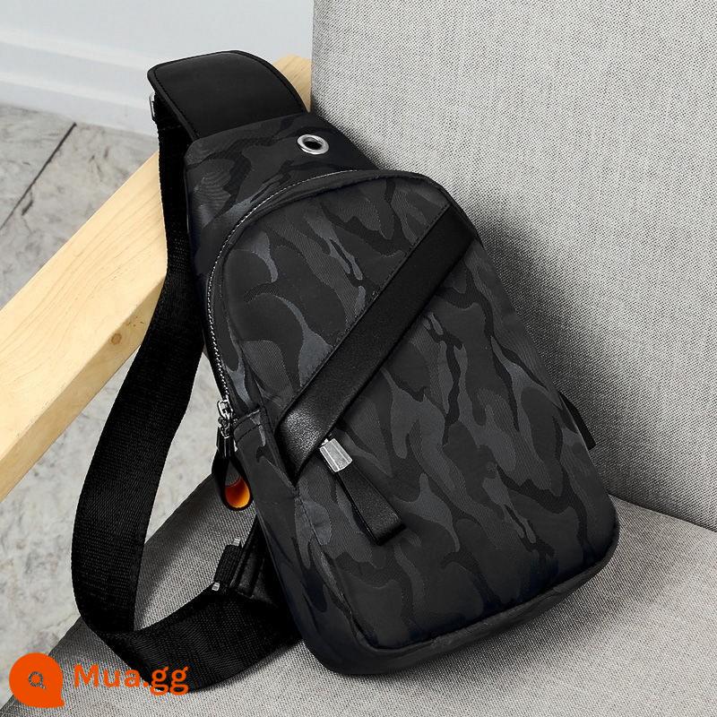 Túi Messenger nam Oxford Vải vai Messenger Túi Thanh niên Túi Giải trí chống thấm nước Sinh viên Ngụy trang Backpack ngụy trang của sinh viên - S28-phiên bản nâng cấp màu đen (có cổng USB