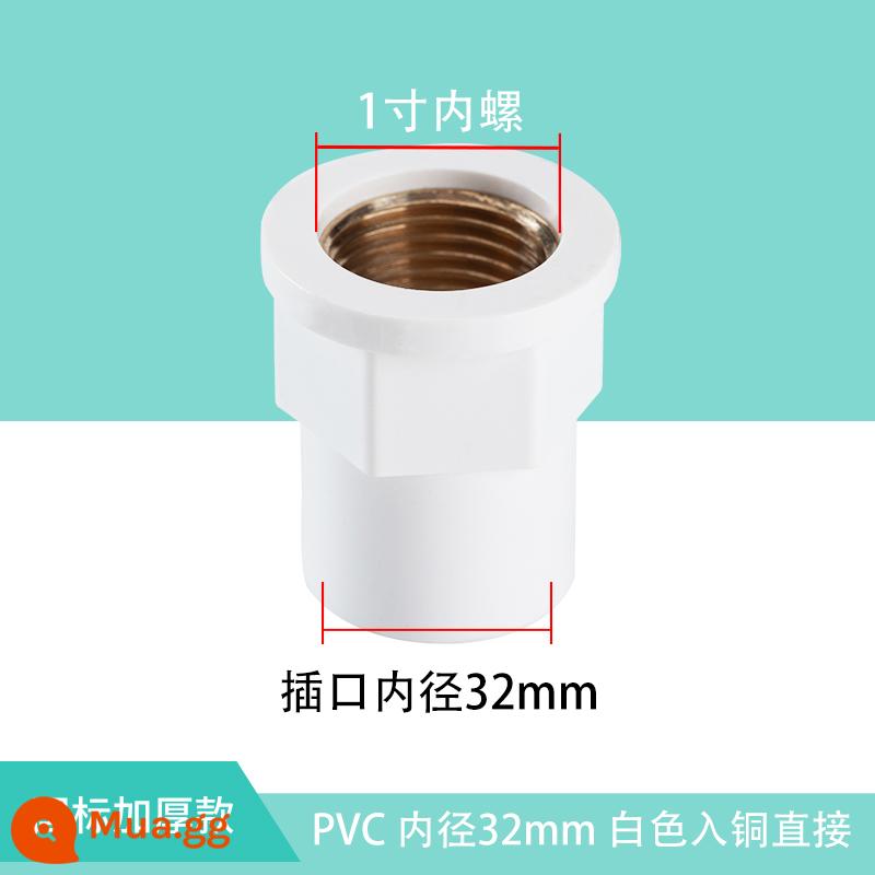 Top được xây dựng bằng đồng PVC bên trong dây cấp nước trực tiếp ống có đường kính thay đổi khớp răng ren 20 phụ kiện 25/32/4 phút 6 phút 1 inch - Cấp nước PVC 32MM * 1 inch dây bên trong - màu trắng thành dây đồng bên trong trực tiếp