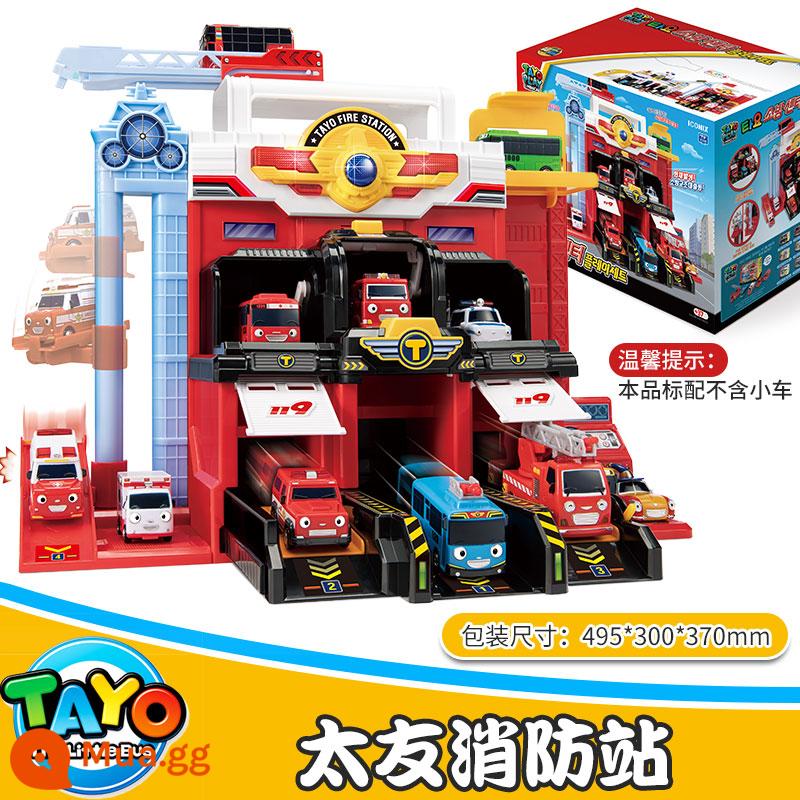 TAYO Little Taiyou Bus Quán tính Trẻ em Bé trai Gianni Leni Nhà để xe trung tâm Bộ tòa nhà - Trạm cứu hỏa Taiyou (không bao gồm ô tô và được tặng kèm xe buýt*1)