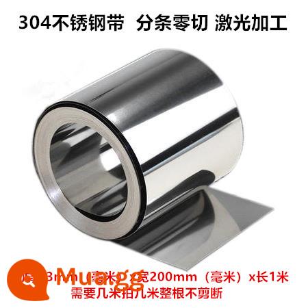 304 Băng thép không gỉ 316 Tấm thép mỏng Gói đồ bằng thép Lá Lá 0,05 0,1 0,15 0,2 0,3mm - Độ dày 0,3mm * chiều rộng 200mm * chiều dài 1 mét