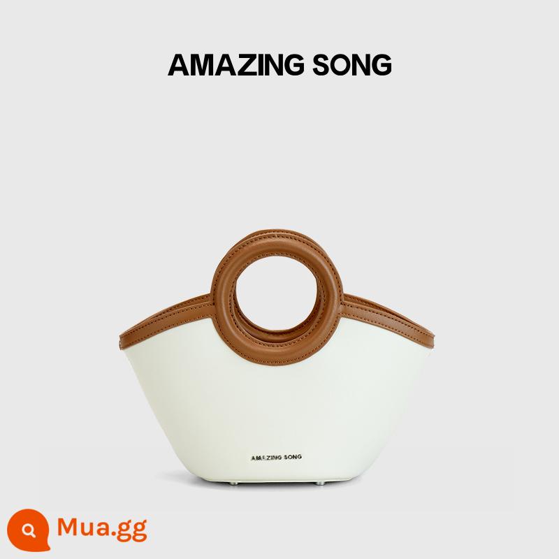 Túi con sò Amazing Song nhỏ thu đông 2022 thời trang mới Túi xách tay da một vai đơn giản cho nữ - Nhỏ [nâu/trắng]