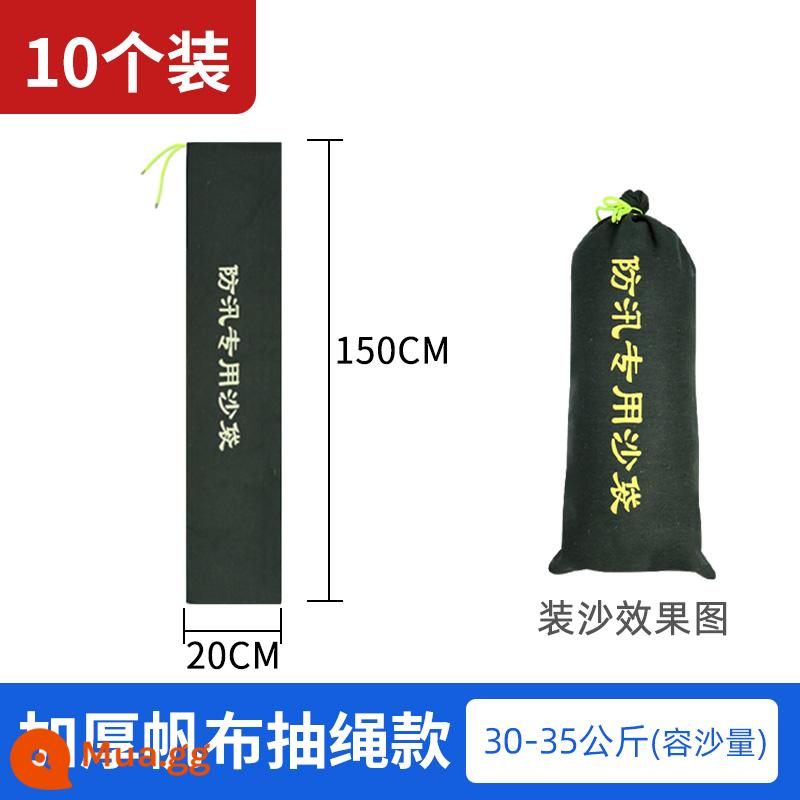 10 gói bao cát chống lũ kiểm soát lũ tài sản đặc biệt bao cát chống lũ túi bông túi bạt cứu hỏa túi giữ nước hộ gia đình - 10 mẫu dây rút canvas [dày] 20*150 cm chứa được 30-35 kg cát