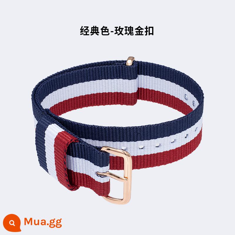 Thích hợp cho dây đeo đồng hồ DW nylon nguyên bản dành cho nam và nữ Daniel Wellington canvas đen đỏ trắng xanh dây đeo đồng hồ DW chống mồ hôi - Màu sắc cổ điển [khóa vàng hồng] cùng phong cách chính thức