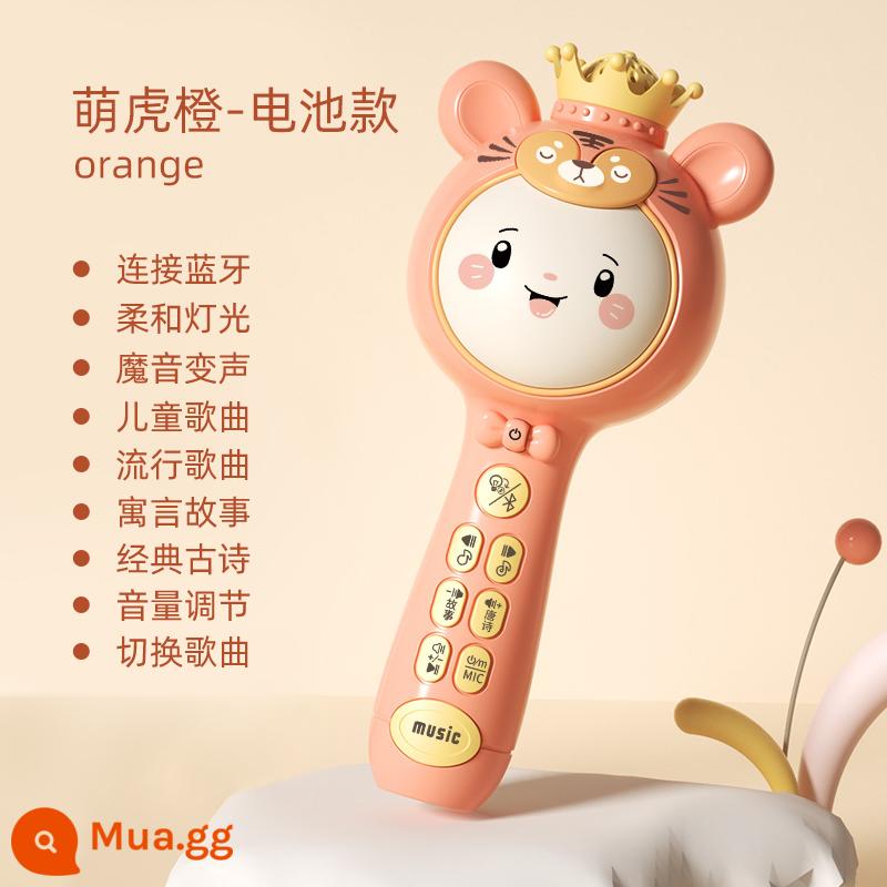 Micro trẻ em không dây âm thanh tích hợp micro đầu dạy hát máy bé gái đồ chơi karaoke quà tặng - Cam [Crown Tiger] Giáo dục sớm + Bluetooth + Âm thanh ma thuật + Mẫu pin