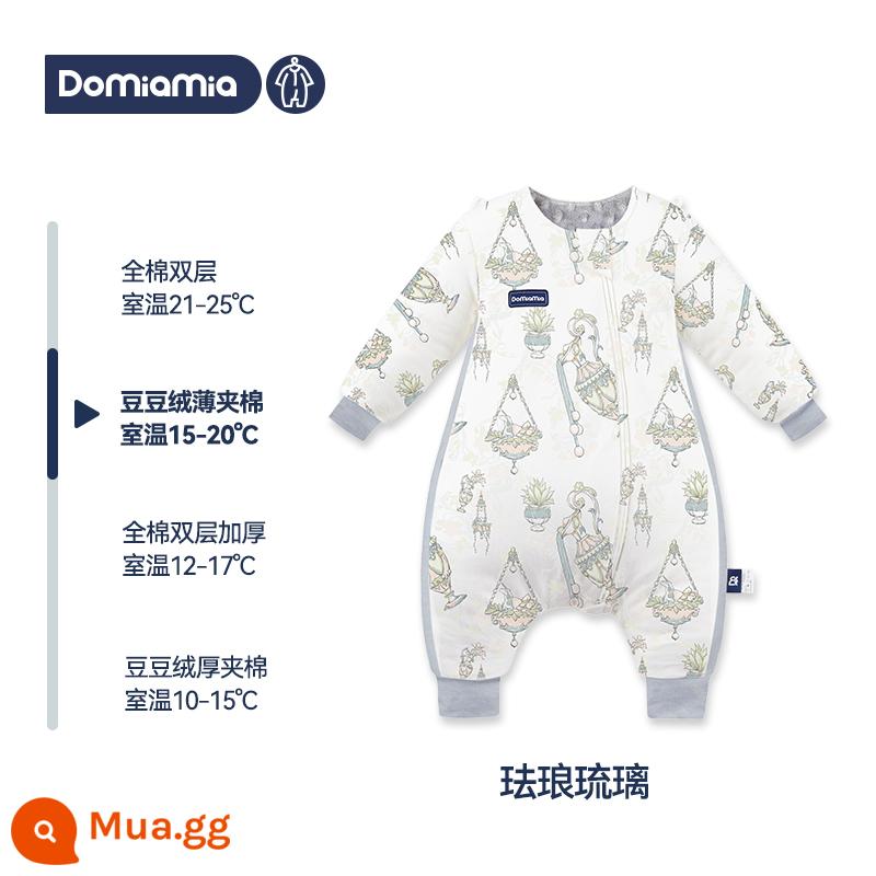 Túi ngủ mùa đông cho bé Domiamia 2 tầng trẻ em Bộ đồ ngủ cotton dày dặn nhiệt độ không đổi chăn chống đá - Giai đoạn 2 - Tráng men - Quilting mỏng nhung đậu (Nhiệt độ khuyến nghị 15-20oC)