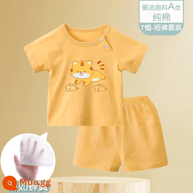 Bộ đồ ngắn tay mùa hè cho bé quần short bé cotton mỏng sơ sinh quần áo hai mảnh mùa hè bé trai và bé gái - Menghu [bộ đồ ngắn tay]