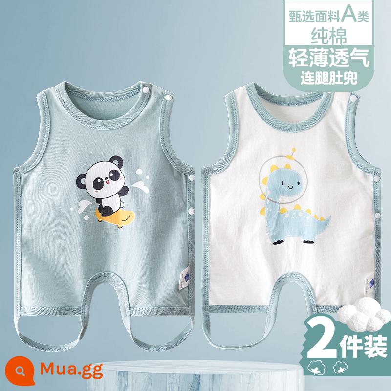 Tạp dề cho bé mùa hè phần mỏng cotton nguyên chất nam và nữ bé nửa lưng có chân bảo vệ bụng trẻ sơ sinh mùa xuân kiểu vest bốn mùa - [Rồng xanh C+Dundun C] 2 miếng