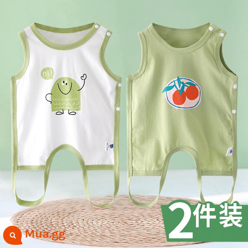 Tạp dề cho bé mùa hè phần mỏng cotton nguyên chất nam và nữ bé nửa lưng có chân bảo vệ bụng trẻ sơ sinh mùa xuân kiểu vest bốn mùa - [Qizai + Cam] 2 miếng