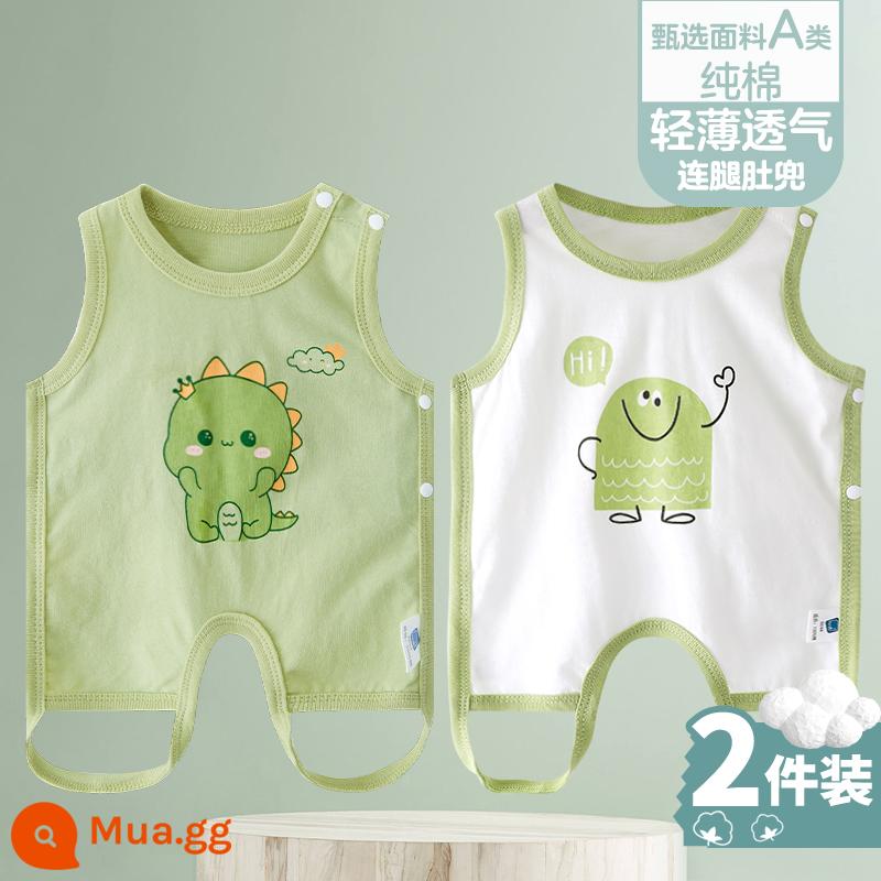 Tạp dề cho bé mùa hè phần mỏng cotton nguyên chất nam và nữ bé nửa lưng có chân bảo vệ bụng trẻ sơ sinh mùa xuân kiểu vest bốn mùa - [Khủng long C+Qizai] 2 miếng