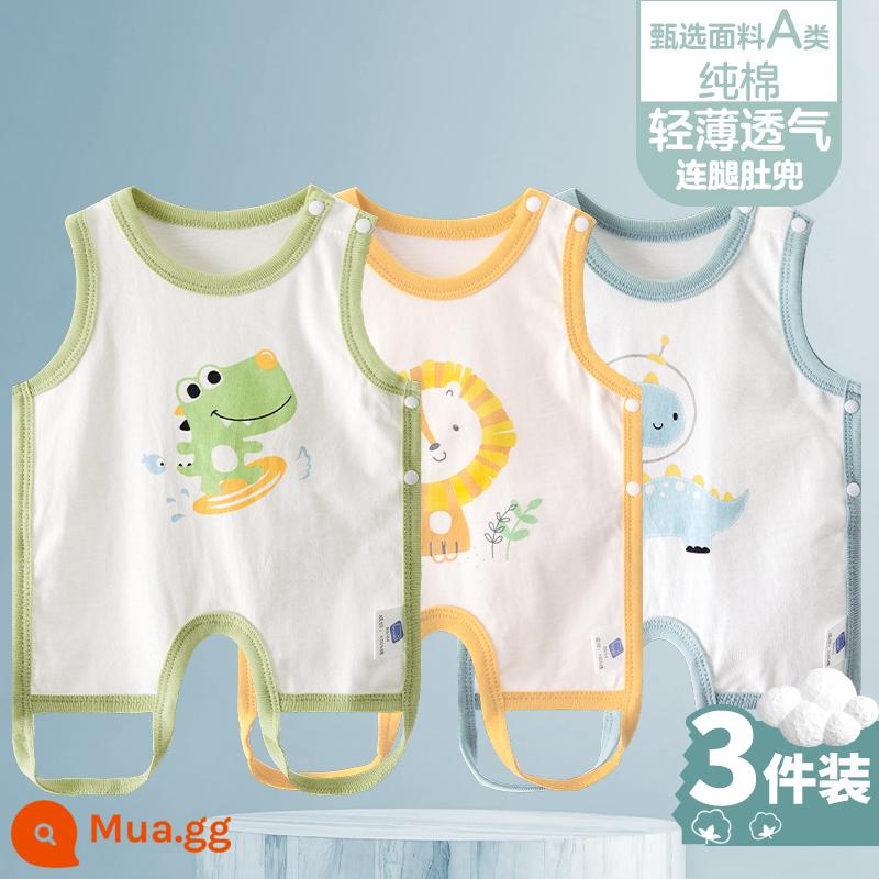 Tạp dề cho bé mùa hè phần mỏng cotton nguyên chất nam và nữ bé nửa lưng có chân bảo vệ bụng trẻ sơ sinh mùa xuân kiểu vest bốn mùa - [Lướt C+Sư Tử Thú C+Rồng Xanh C] 3 miếng