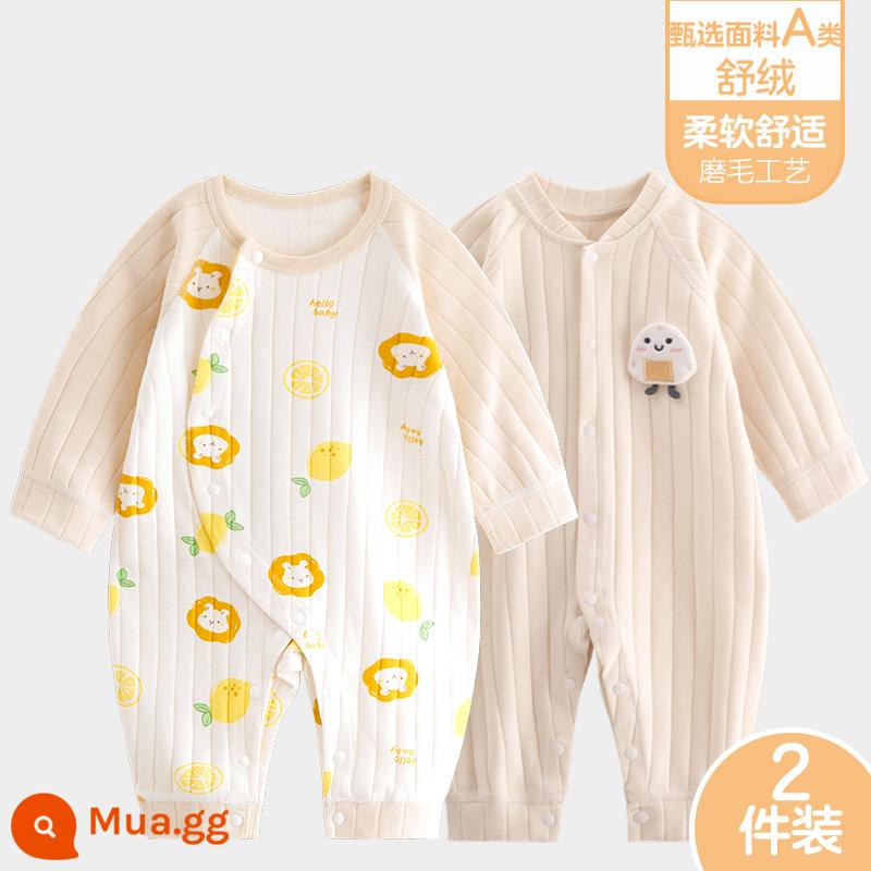 Áo liền quần cho bé Shuvelvet cotton sơ sinh ấm áp mùa xuân và mùa thu đông đi chơi romper quần áo trẻ em bộ đồ thu đông - [Thư Dung] Gạo A + Gạo C