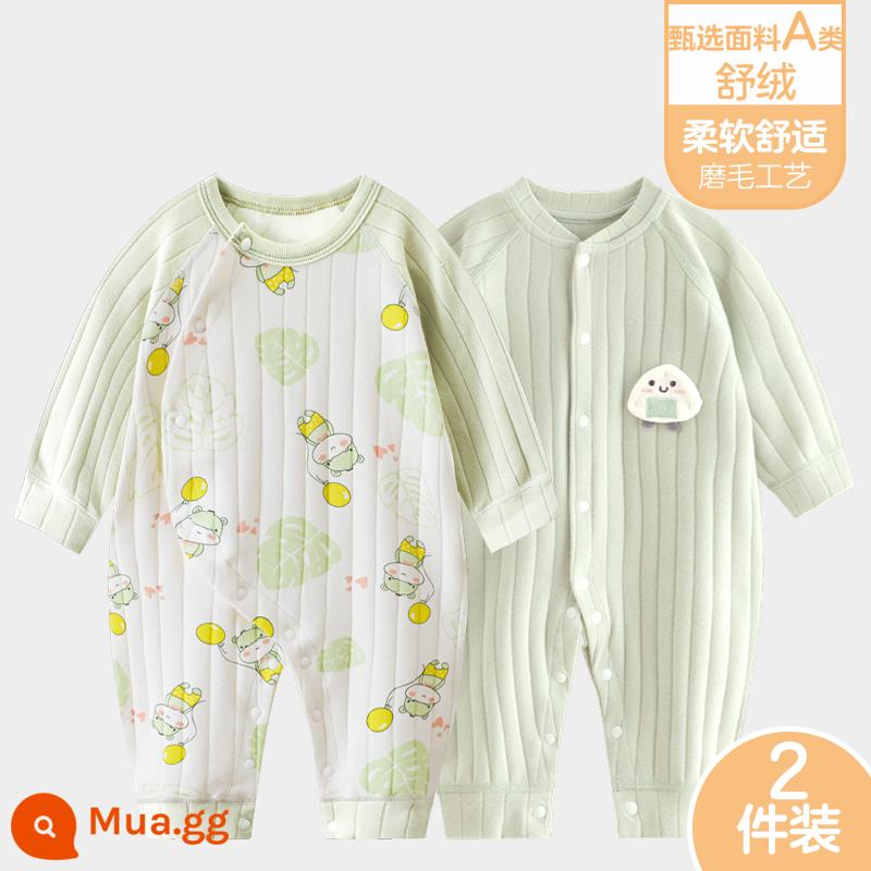 Áo liền quần cho bé Shuvelvet cotton sơ sinh ấm áp mùa xuân và mùa thu đông đi chơi romper quần áo trẻ em bộ đồ thu đông - [Shu Rong] Hà Mã Nhỏ + Xanh