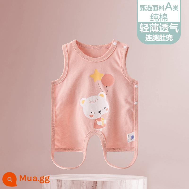 Tạp dề cho bé mùa hè phần mỏng cotton nguyên chất nam và nữ bé nửa lưng có chân bảo vệ bụng trẻ sơ sinh mùa xuân kiểu vest bốn mùa - [Gấu dễ thương C] 1 chiếc