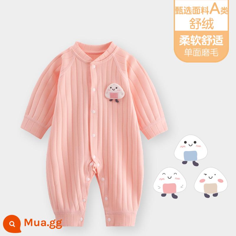 Áo liền quần cho bé Shuvelvet cotton sơ sinh ấm áp mùa xuân và mùa thu đông đi chơi romper quần áo trẻ em bộ đồ thu đông - [Shu Rong Four Seasons] Màu hồng