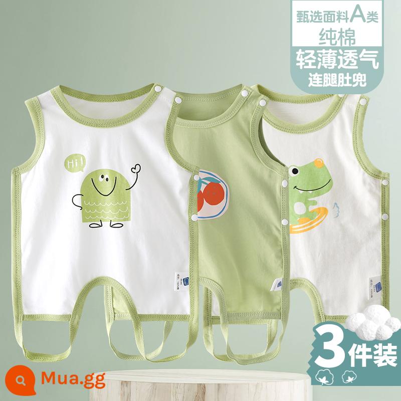 Tạp dề cho bé mùa hè phần mỏng cotton nguyên chất nam và nữ bé nửa lưng có chân bảo vệ bụng trẻ sơ sinh mùa xuân kiểu vest bốn mùa - [Qizai+Cam+Lướt C] 3 miếng