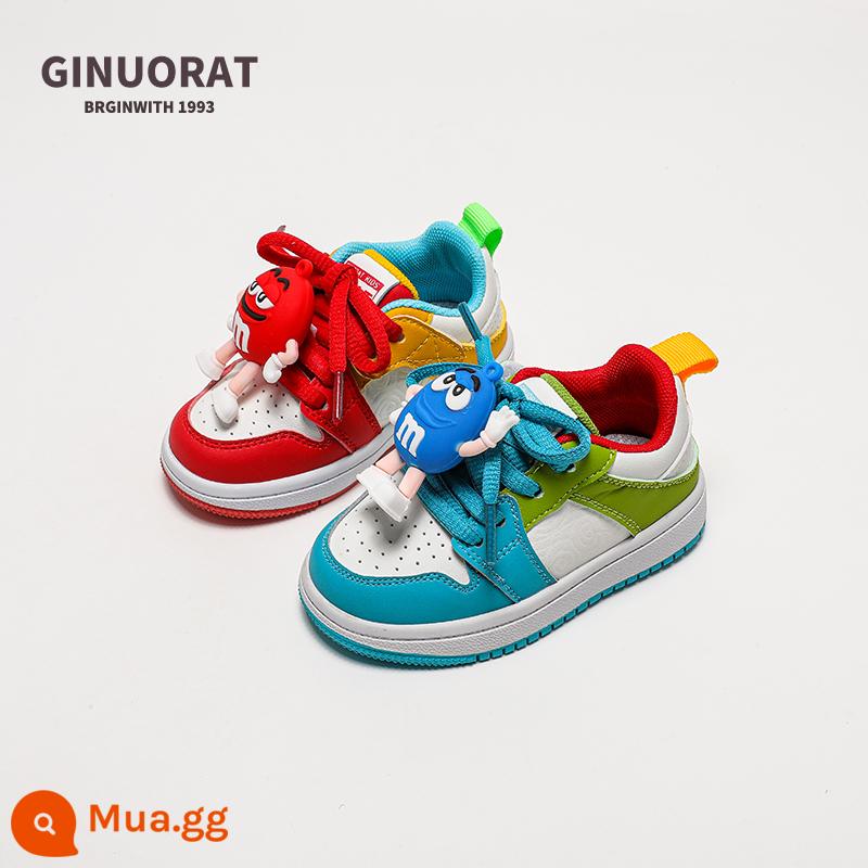 Gihourat Giày Thể Thao Trẻ Em Quýt Vịt Đậu Thu Đông Ống Cao Đế Mềm Cho Bé Velcro Giày Tập Đi Giày Cotton - Vịt quýt đỏ và xanh (kiểu mùa hè)