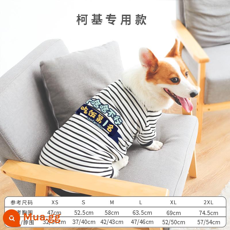 Corgi Quần Áo Cho Chó Quần Áo Mùa Đông Quần Áo Thu Đông Thu Đông Mỏng Shiba Inu Dachshund Thú Cưng Vừa Chó Shiba Inu Thu Đông - Sọc đen trắng là mùa thu đầu tiên ăn [cộng với nhung vào mùa thu đông]