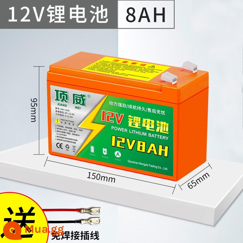 Máy phun điện pin lithium 12v8ah nông nghiệp pin dung lượng lớn để gửi máy sấy tóc phun pin 12 volt chuyên dụng - Pin lithium nâng cao 12V8AH [đi kèm cáp cắm]