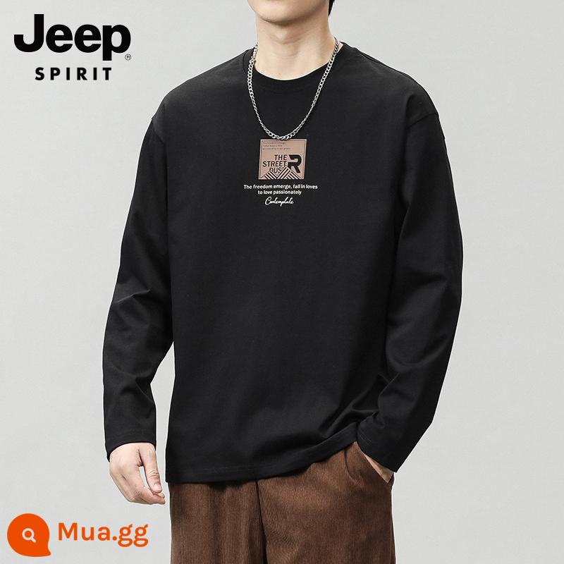 JEEP Áo Thun Nam Ngắn Tay Xu Hướng Mùa Hè Quần Áo Rời Áo Thun Nặng Quần Lót Nam Quần Áo Nam - Đen dài T