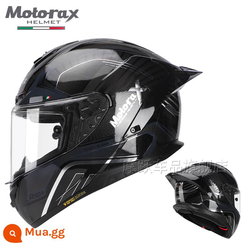 MOTORAX Morex R50S Một Đầu Máy Xe Lửa Mũ Bảo Hiểm Full Mũ Bảo Hiểm Nam Nữ Đuôi Lớn Gió Xuân Xe Bốn Mùa - GaDa-Đen Bạc