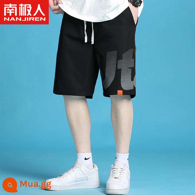 Nanjiren mùa hè mới áo liền quần quần short nam ống rộng hợp thời trang mỏng năm điểm quần hợp thời trang thương hiệu trẻ quần thể thao nam - JX-DK09 màu đen