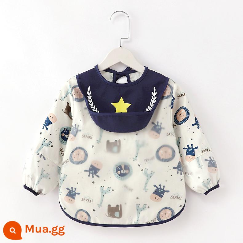 Yếm ăn trẻ em chất liệu cotton nguyên chất chống thấm nước và chống bẩn cho bé trai túi yếm ăn Tạp dề bé quần áo bảo hộ bé trai thay đồ ngược - china màu nâu vàng (còng tay không thấm nước)