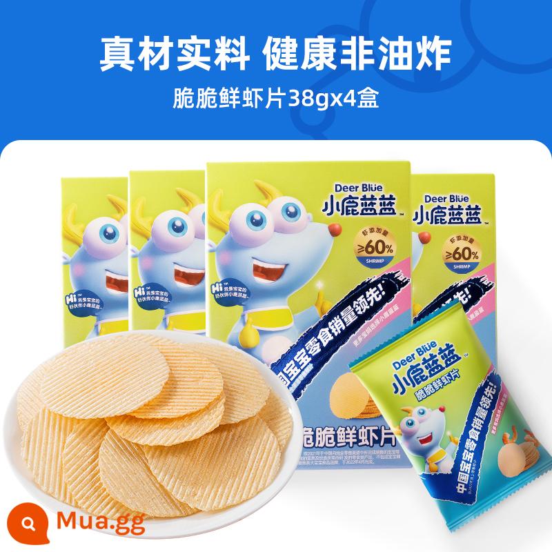 【Giao hàng bình thường】 Khoai tây chiên tôm tươi Deer Blue 38g Đồ ăn nhẹ bổ dưỡng cho trẻ em Bánh quy mol Thực phẩm không chủ yếu - [Giá Store] Tôm Chips Baby 38gx4 hộp