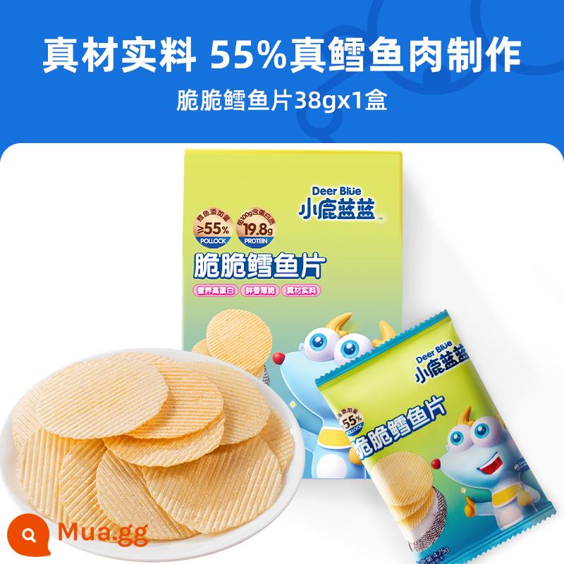 【Giao hàng bình thường】 Khoai tây chiên tôm tươi Deer Blue 38g Đồ ăn nhẹ bổ dưỡng cho trẻ em Bánh quy mol Thực phẩm không chủ yếu - [Thịt cá tuyết thật 55%] Phi lê cá tuyết hộp 38gx1