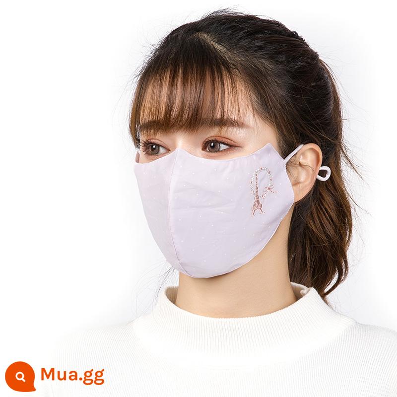 Mặt nạ nữ mùa xuân và mùa hè chống nắng thoáng khí mùa hè tăng cotton nguyên chất chống tia cực tím nữ thần thời trang vải cotton chống gió - Tháp mùa hè màu hồng