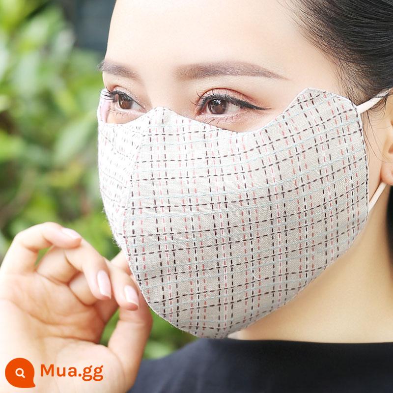 Mặt nạ mùa thu và mùa đông của phụ nữ phong cách Trung Hoa thời trang cotton nguyên chất mùa đông ấm áp và chống lạnh bông vải người lớn chống gió dày lên - Kaki sọc mùa đông