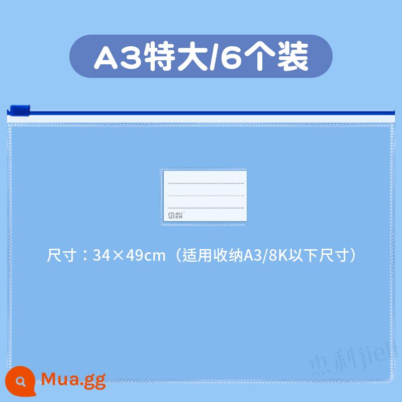 Jelly A5 túi hồ sơ trong suốt kỳ thi học sinh túi đặc biệt sức chứa lớn a4 túi kéo bên hông có danh thiếp kỳ thi tuyển sinh cấp 3 kỳ thi tuyển sinh đại học túi văn phòng phẩm túi đựng vé vào cửa công chức học sinh chống nước logo tùy chỉnh - A3 Cực Lớn/6 Gói