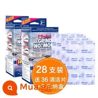 Niềng răng chống mài ban đêm Plackers Mỹ dành cho nam và nữ, miếng đệm răng người lớn, miếng đệm hàm, hiện vật bảo vệ răng ngủ - Hai hộp 28 viên, mỗi hộp có 36 viên vệ sinh