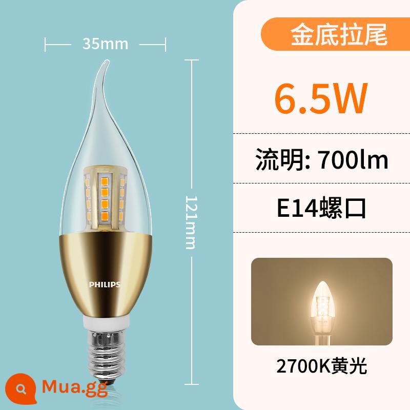 Philips led nến bóng đèn e14e27 vít tiết kiệm năng lượng nhà pha lê ba màu mờ đầu bong bóng kéo đuôi đèn chùm - [Ánh sáng vàng-vàng bong bóng đuôi pha lê] E14-6.5W