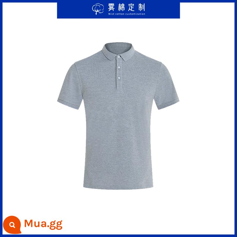 Áo sơ mi tùy chỉnh cotton ngắn tay áo thun in thêu logo đội mùa hè áo liền quần tùy chỉnh quần áo làm việc - màu xám mát