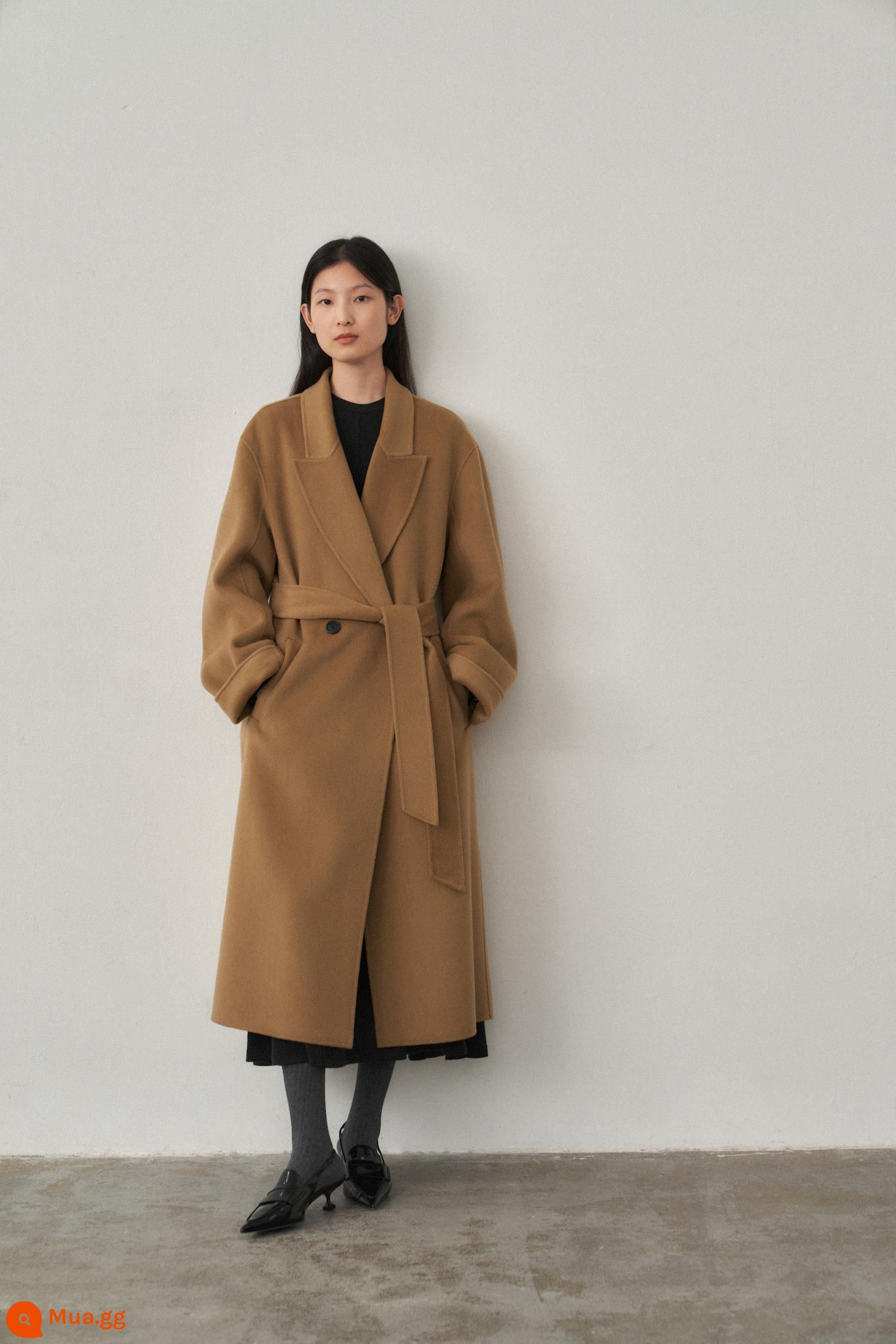 Áo khoác được blogger RUISHI yêu thích, áo khoác len cashmere hai mặt sang trọng mùa thu đông - Phiên bản cashmere cát ấm Camel-Cashmere [Hàng có sẵn]