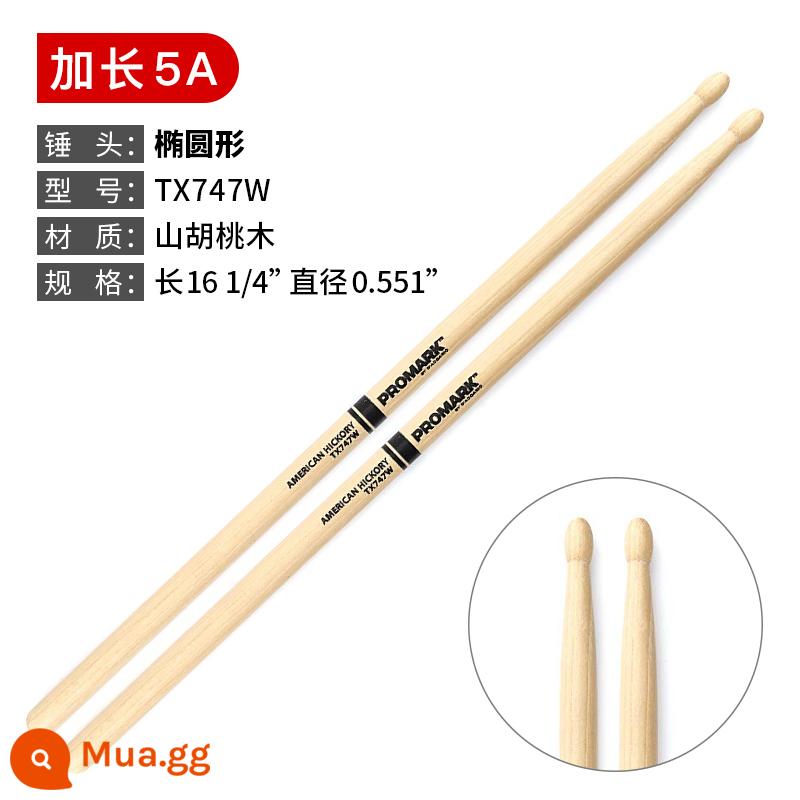 Làm đẹp Dadrio Drum Promark Gỗ Gỗ rắn 7A5A5B Kệ chuyên nghiệp Trống Trống Búa búa búa - TX747W (đầu búa hình bầu dục, mở rộng)