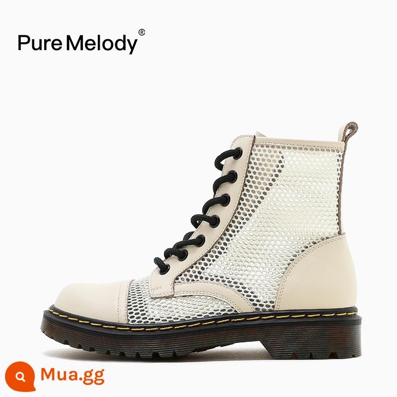 PM Martin Boots Mùa xuân và Mùa thu Boot Boot Boots Boots của Anh Xu hướng trong khi giày da tạm thời bị hỏng Xóa giày phụ nữ - PM3293 màu trắng ngà