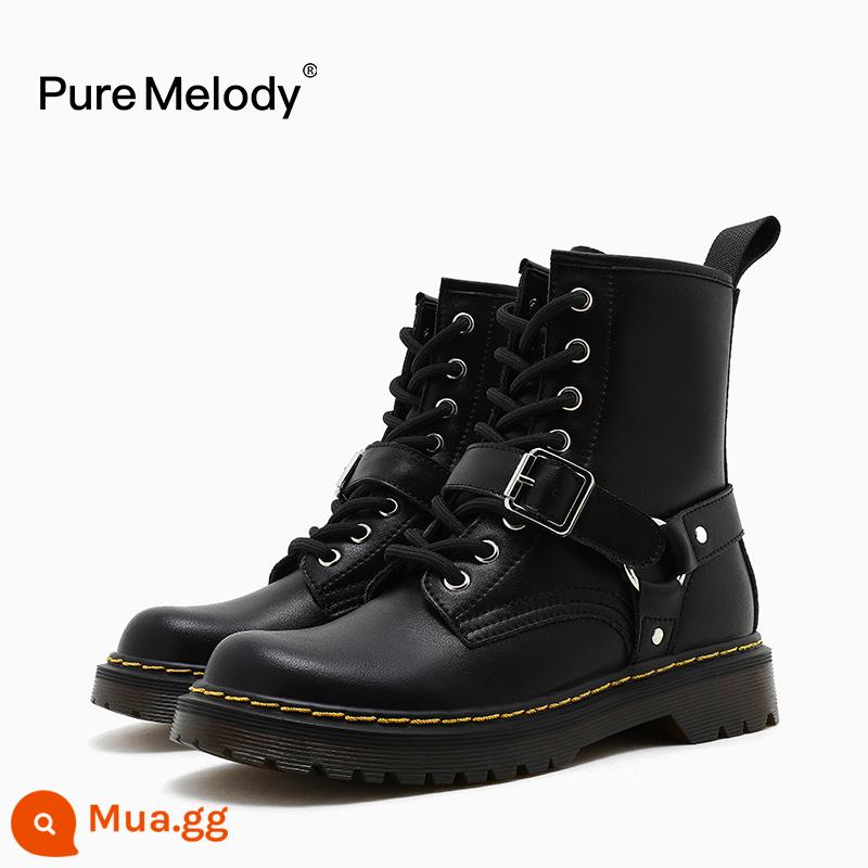 PM Martin Boots Mùa xuân và Mùa thu Boot Boot Boots Boots của Anh Xu hướng trong khi giày da tạm thời bị hỏng Xóa giày phụ nữ - PMQC3857 đen tự nhiên