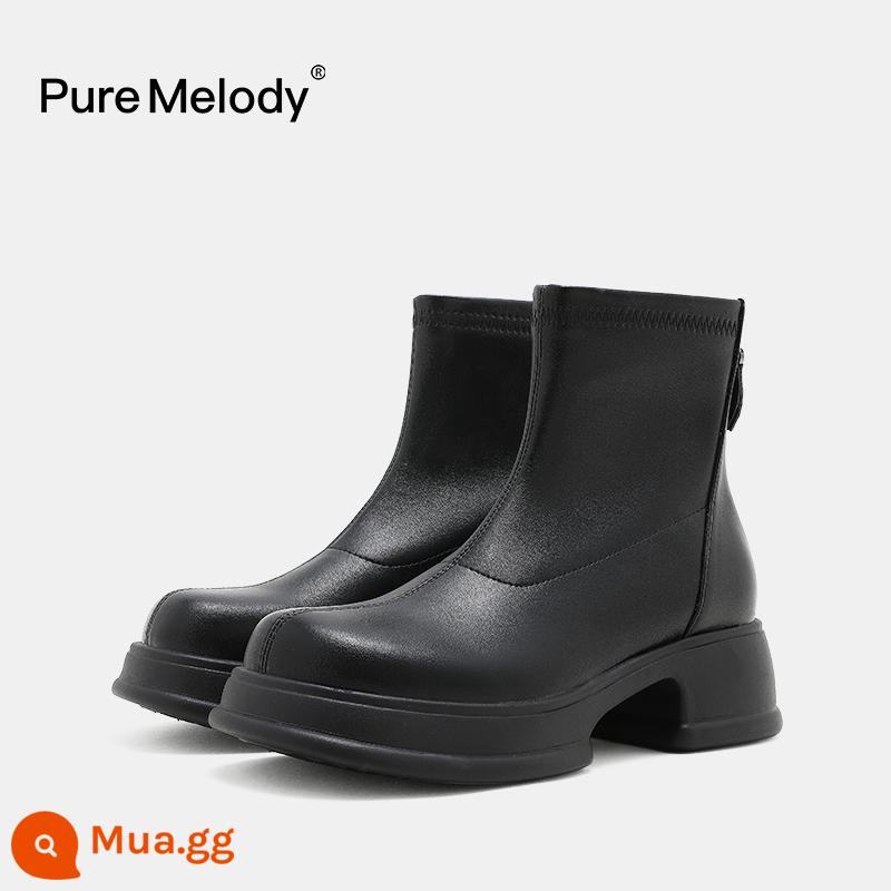 PM Martin Boots Mùa xuân và Mùa thu Boot Boot Boots Boots của Anh Xu hướng trong khi giày da tạm thời bị hỏng Xóa giày phụ nữ - PCQC7106 màu đen tự nhiên