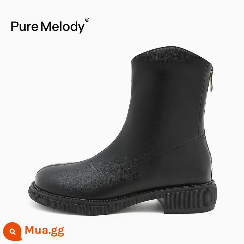 PM Martin Boots Mùa xuân và Mùa thu Boot Boot Boots Boots của Anh Xu hướng trong khi giày da tạm thời bị hỏng Xóa giày phụ nữ - PCQC7018 màu đen tự nhiên