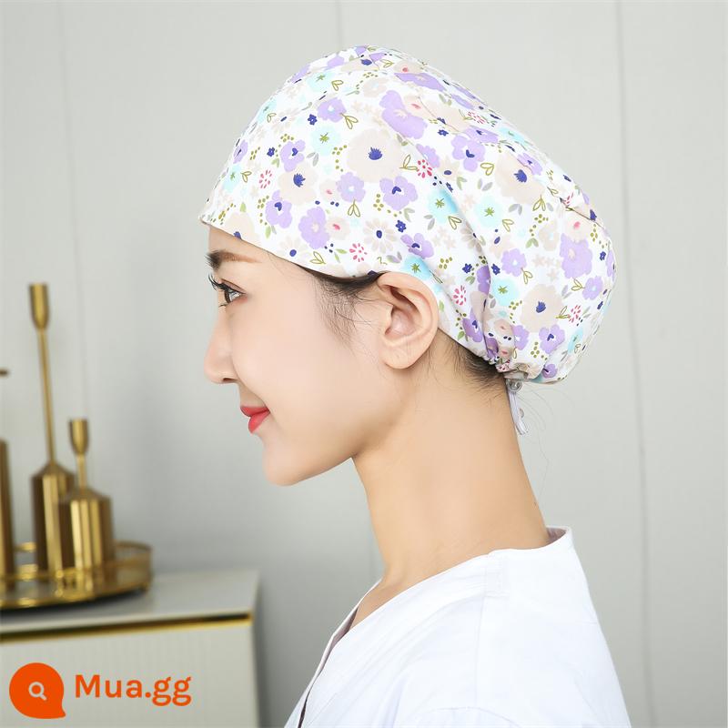 Mũ phòng mổ nữ cotton mũ y tá giam hóa trị bao đầu mũ phòng khám nha khoa bác sĩ làm việc mũ nam - Khóa điều chỉnh rau muống