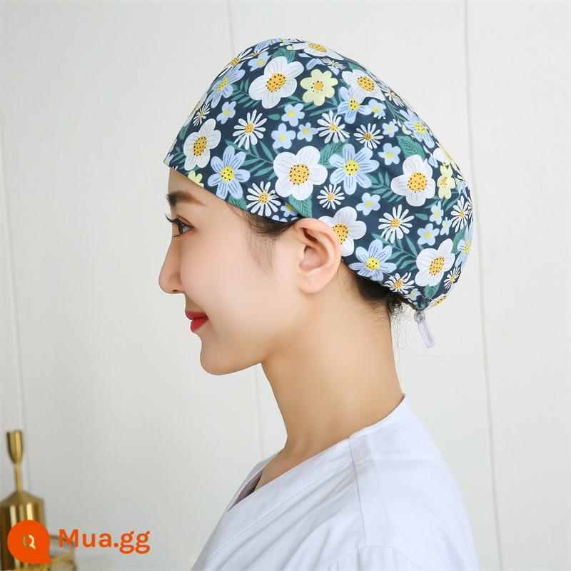 Mũ phòng mổ nữ cotton mũ y tá giam hóa trị bao đầu mũ phòng khám nha khoa bác sĩ làm việc mũ nam - Khóa điều chỉnh hoa màu lục lam