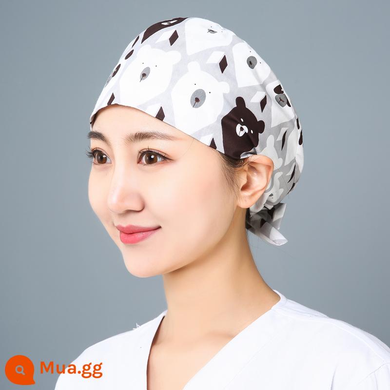 Mũ phòng mổ nữ cotton mũ y tá giam hóa trị bao đầu mũ phòng khám nha khoa bác sĩ làm việc mũ nam - Gấu kim cương