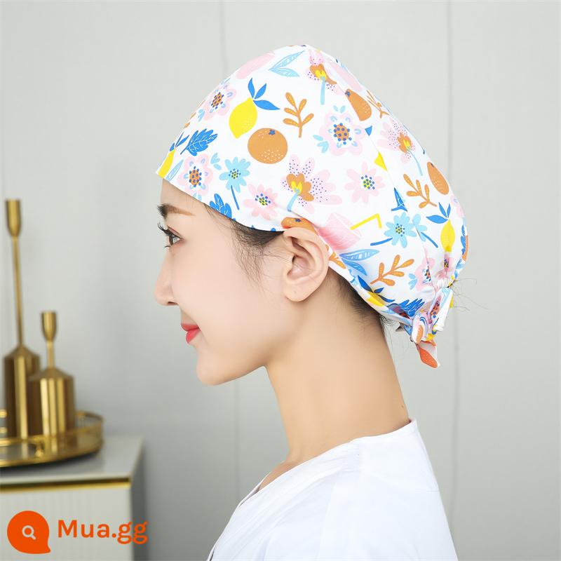 Mũ phòng mổ nữ cotton mũ y tá giam hóa trị bao đầu mũ phòng khám nha khoa bác sĩ làm việc mũ nam - ước mơ màu cam