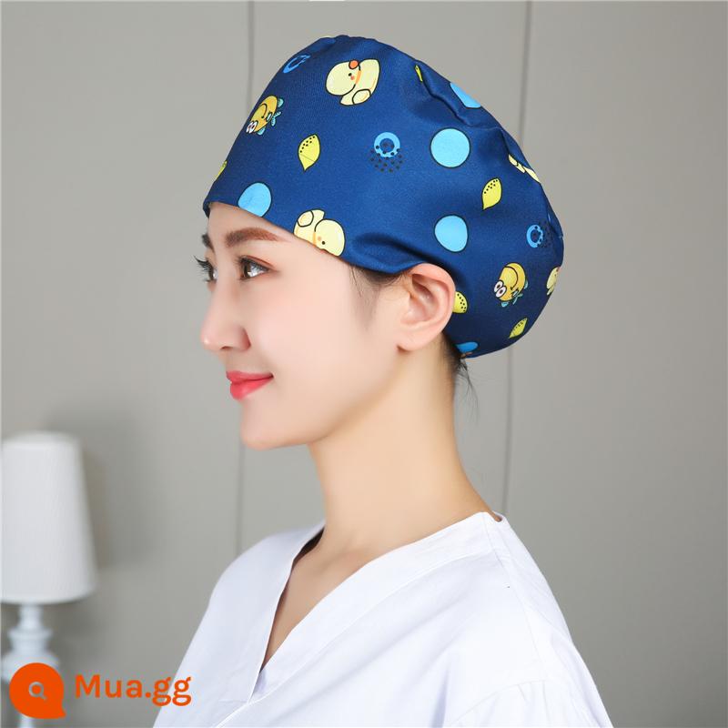 Mũ phòng mổ nữ cotton mũ y tá giam hóa trị bao đầu mũ phòng khám nha khoa bác sĩ làm việc mũ nam - Con vịt nhỏ màu vàng điều chỉnh khóa sợi polyester