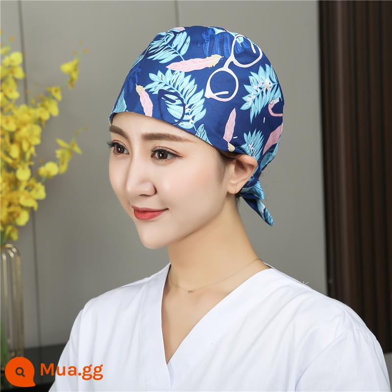 Mũ phòng mổ nữ cotton mũ y tá giam hóa trị bao đầu mũ phòng khám nha khoa bác sĩ làm việc mũ nam - Chim hồng hạc