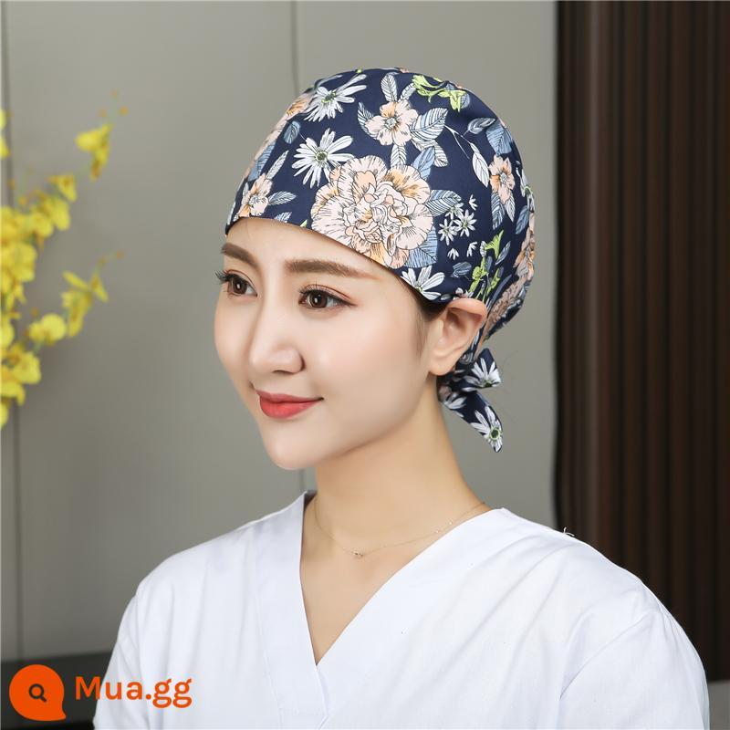 Mũ phòng mổ nữ cotton mũ y tá giam hóa trị bao đầu mũ phòng khám nha khoa bác sĩ làm việc mũ nam - hoa mẫu đơn